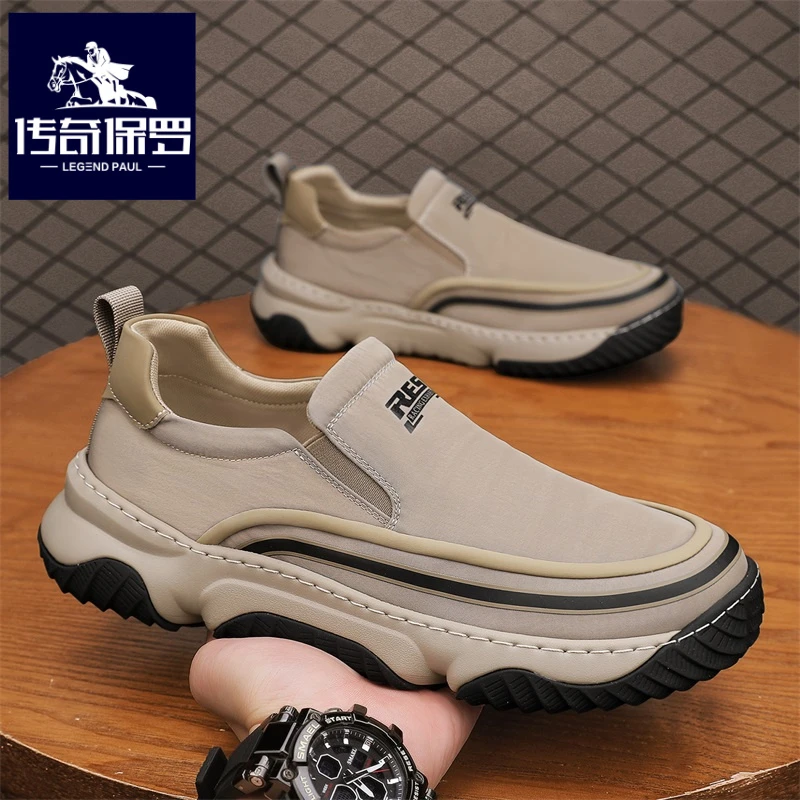 传奇保罗正版一脚蹬男鞋冬季防滑板鞋男士耐磨工地干活劳保鞋秋季