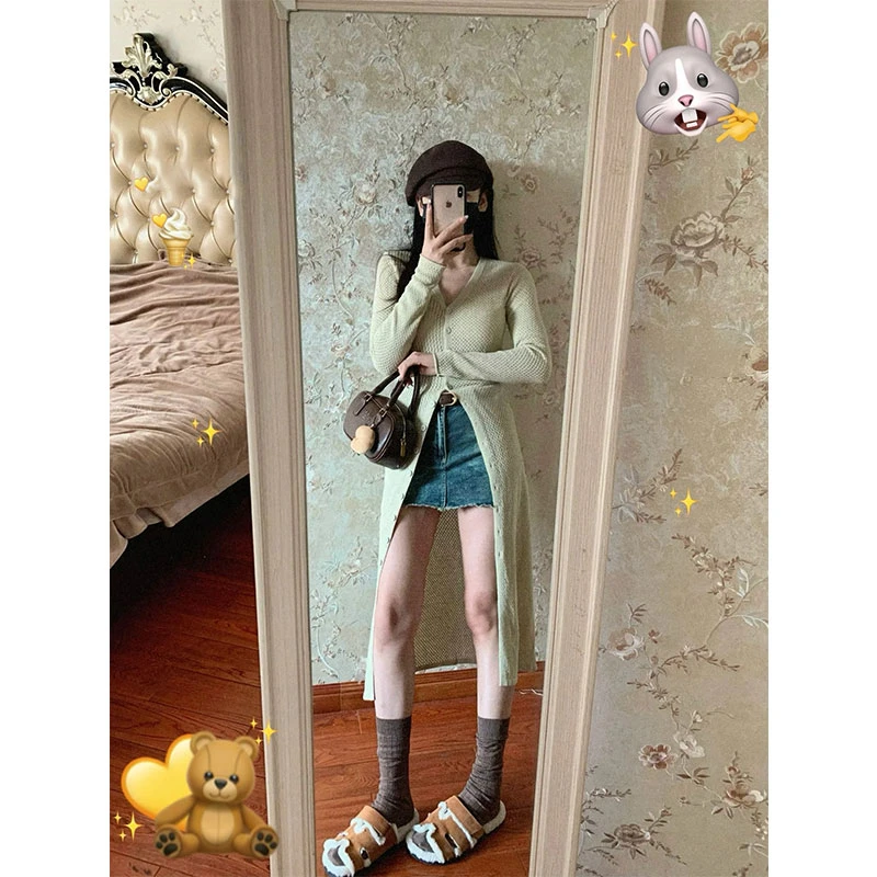 毛衣女士新款过年衣服2025春季显瘦修身气质长款针织衫长袖开衫