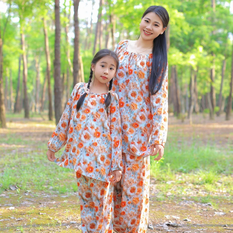 睡衣女童春秋夏季薄款母女亲子装家居服2025升级款莱赛尔立体印花