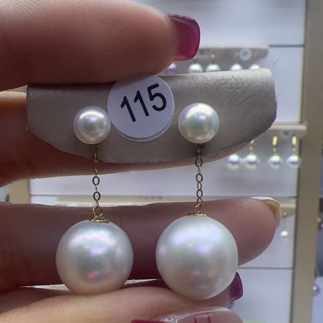 淡水珍珠耳饰18K金镶嵌