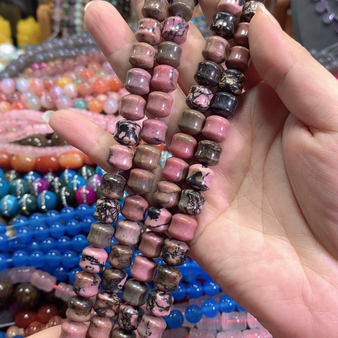 玛瑙/玉髓未镶嵌珠宝半成品蔷薇墩礅一条卡10mm