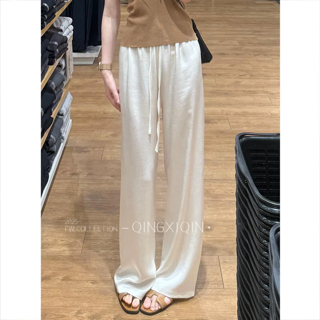 薄款防晒冰丝凉凉垂感直筒裤A888