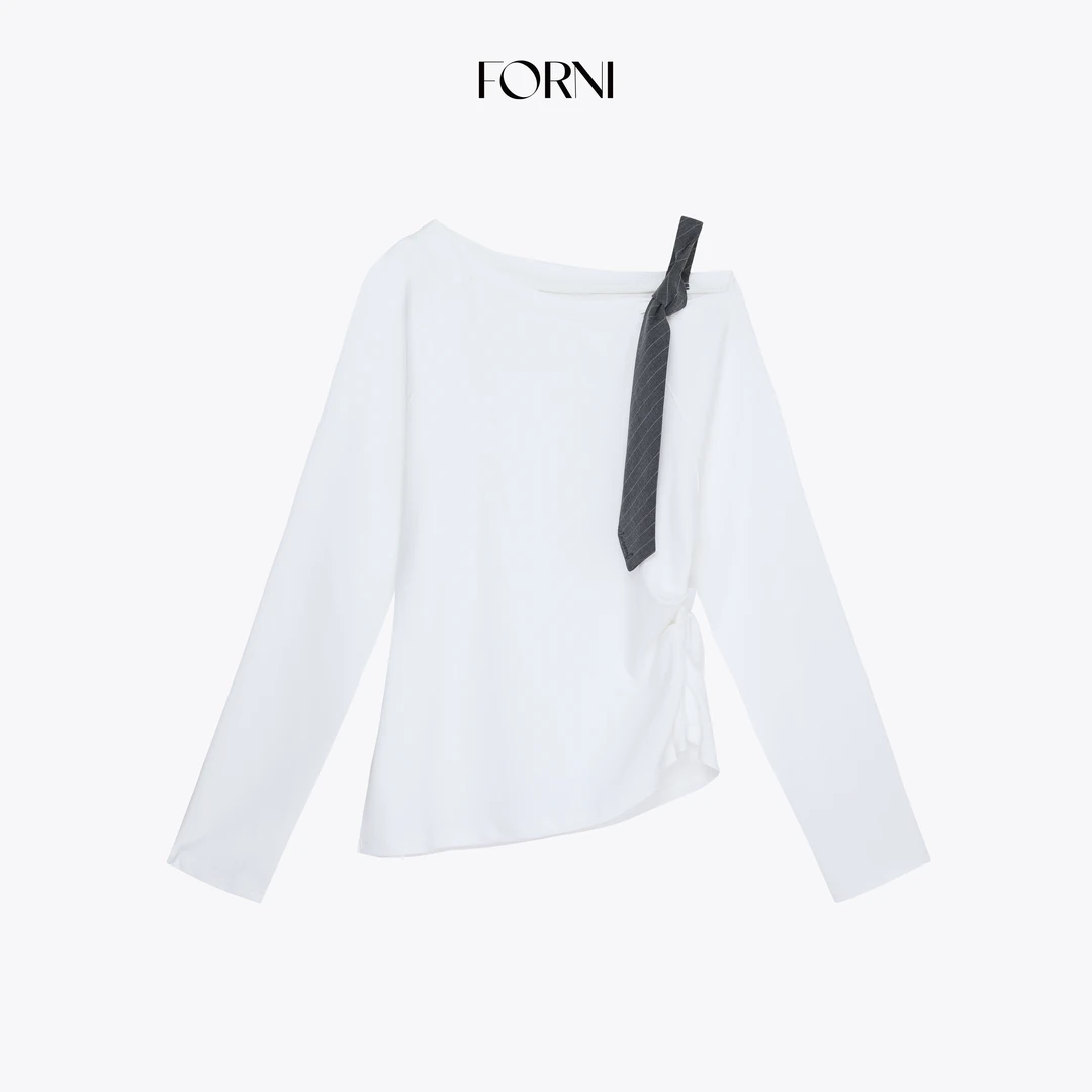 FORNI 素颜美女公式 解构设计空气感精棉斜肩吊带卫衣