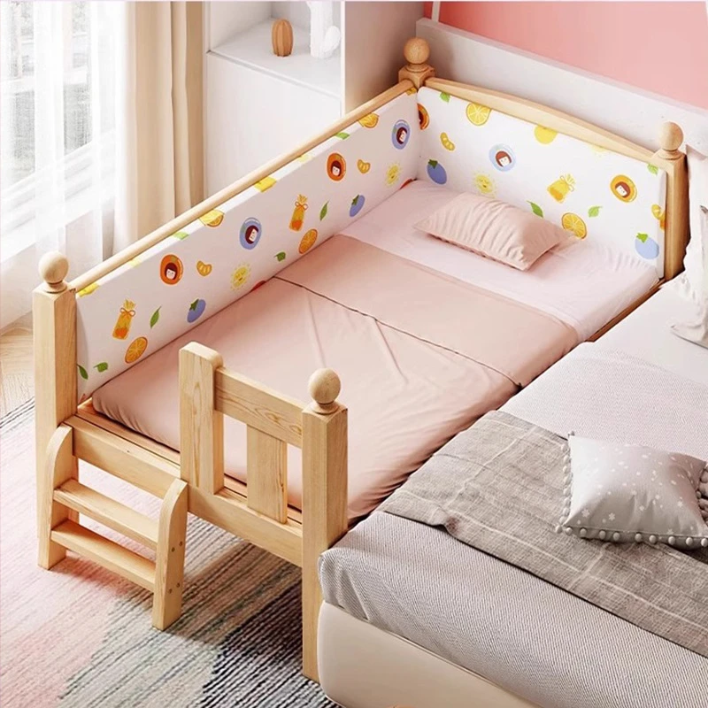 2025年新款全实木儿童床加宽拼接床男孩女孩平接床边床宝宝婴儿床