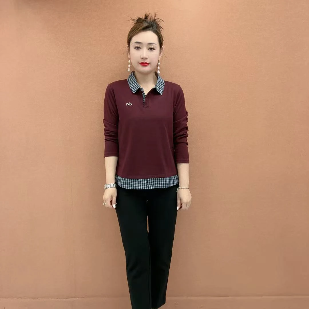 秋季拼格领假两件 减龄时尚上档次精品小衫