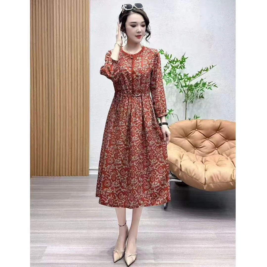 9631-妈妈装夏季时尚舒适显瘦气质收腰连衣裙