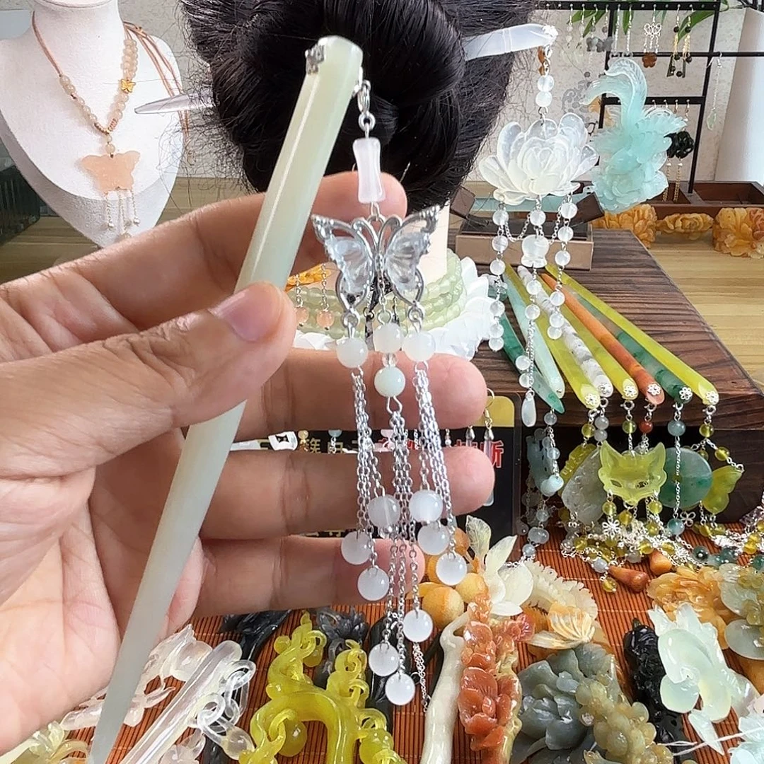 蛇纹石玉合金发饰