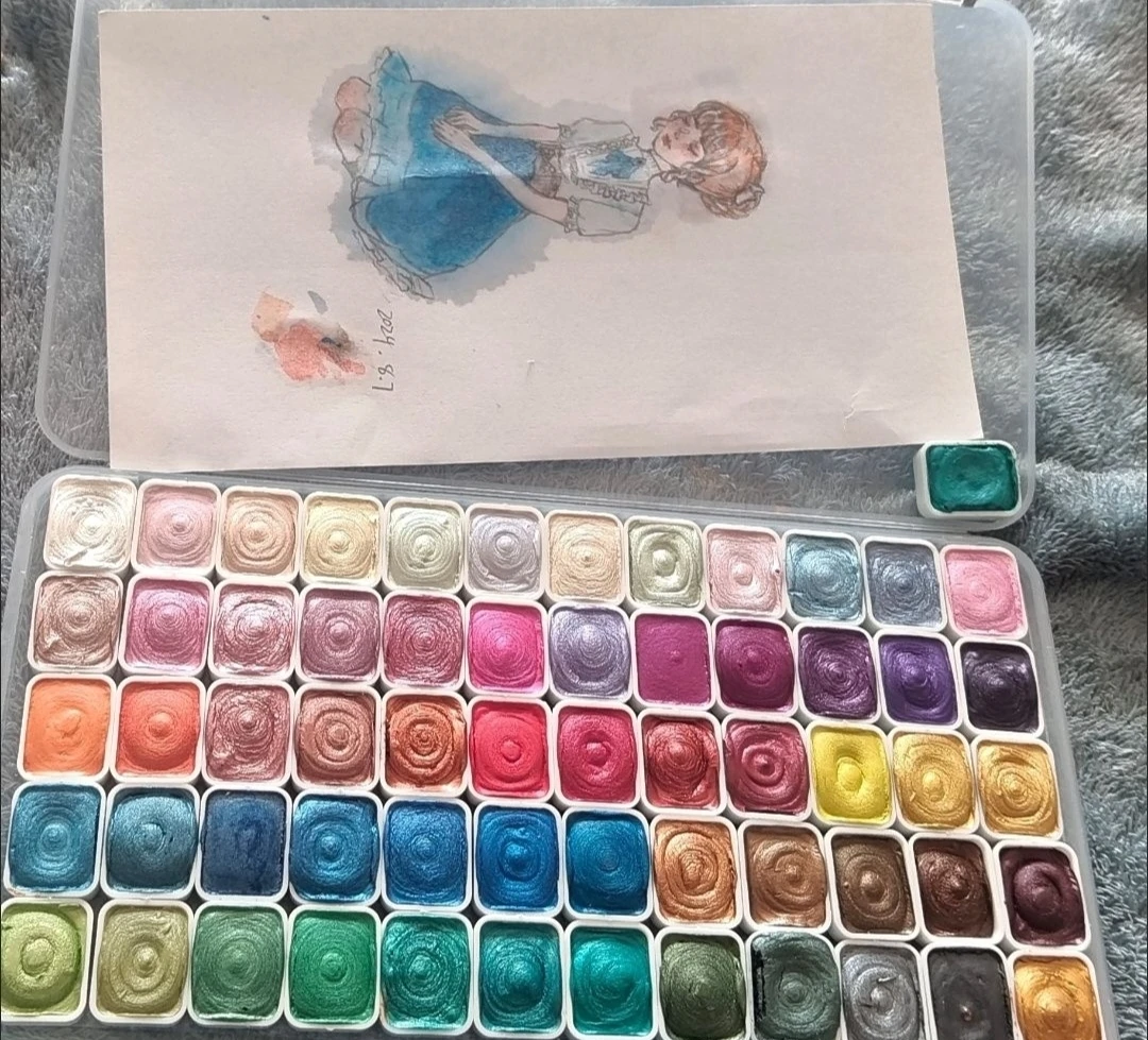 珠光水彩颜料固体学生绘画工具美甲缠花日式矿物质儿童唐卡国画ES