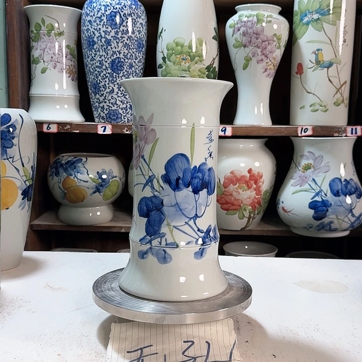 瓶竹子青花荷花高29 新款陶瓷陶瓷