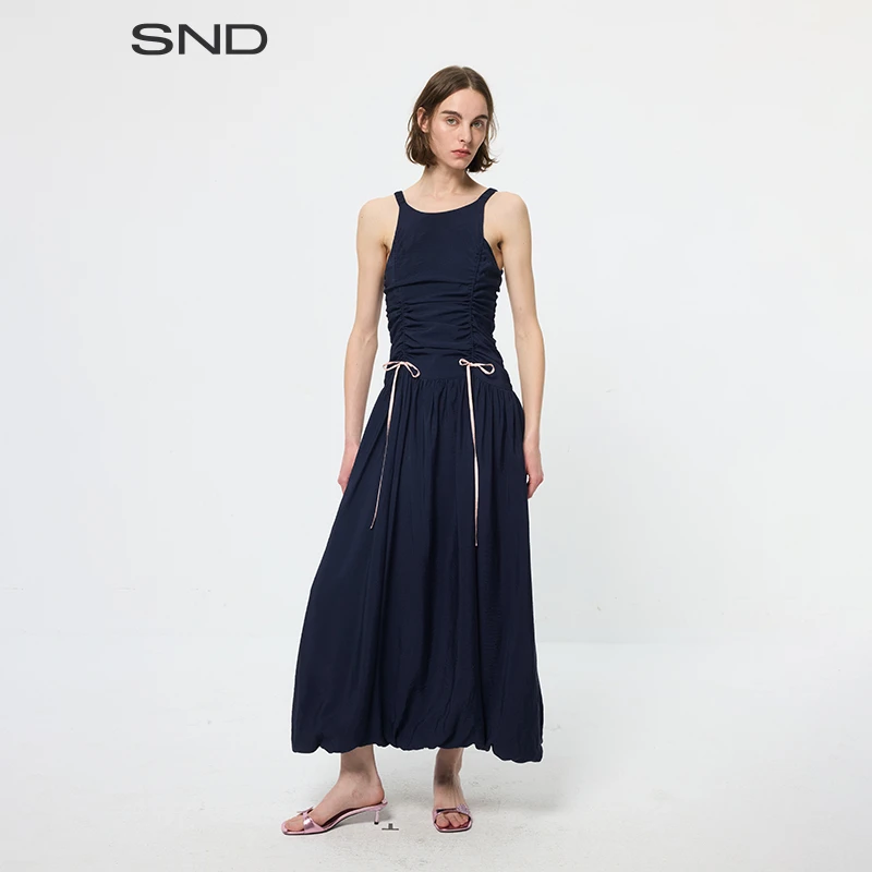 【ARRIVING ARRIVE 设计师品牌】SND SS25 抽褶系带连衣裙女款