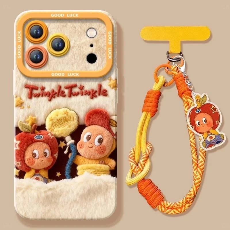 卡通星星人挂绳适用iphone17Promax/16手机壳苹果14/13平面12防摔