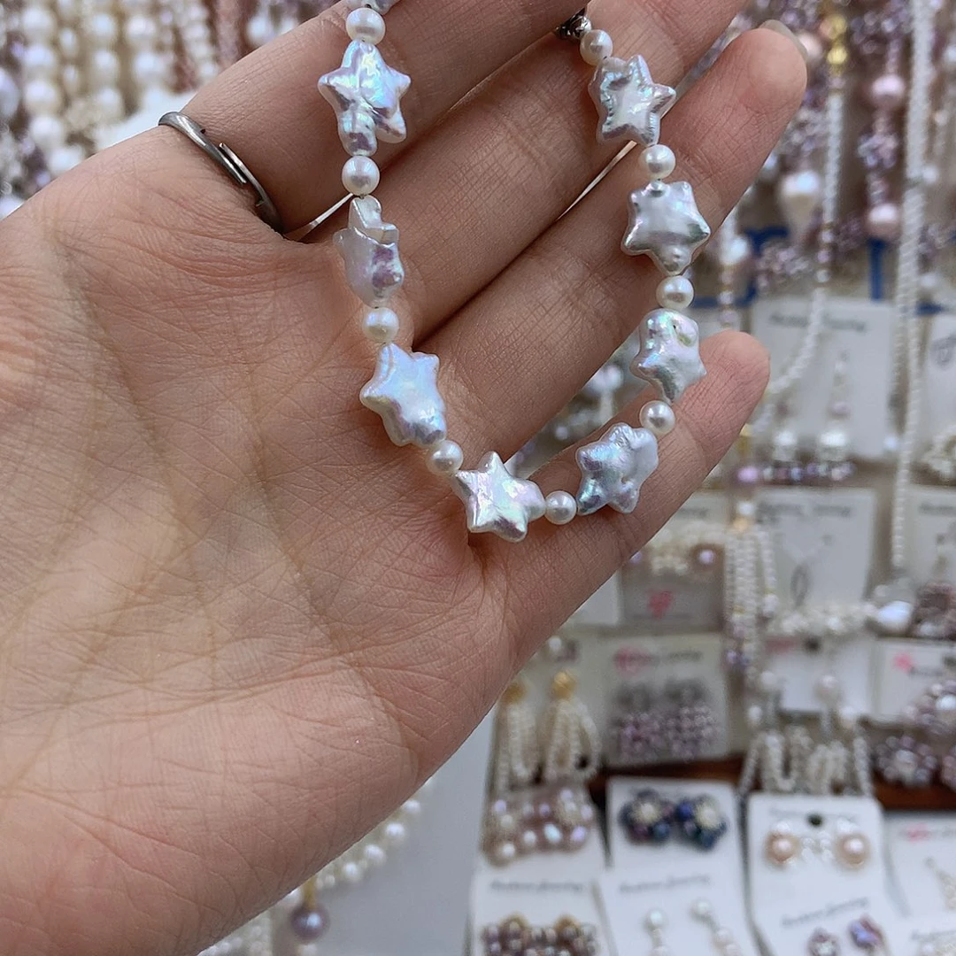 项链银S925镶嵌淡水珍珠