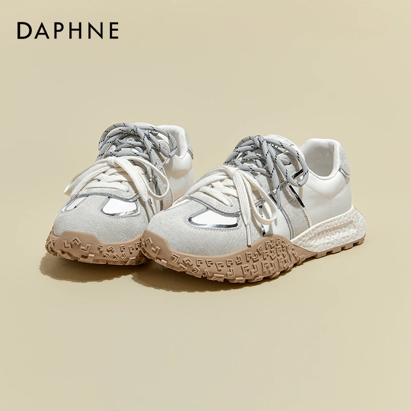 达芙妮韩版潮流德训鞋女2025年春季新款双鞋带板鞋休闲增高运动鞋