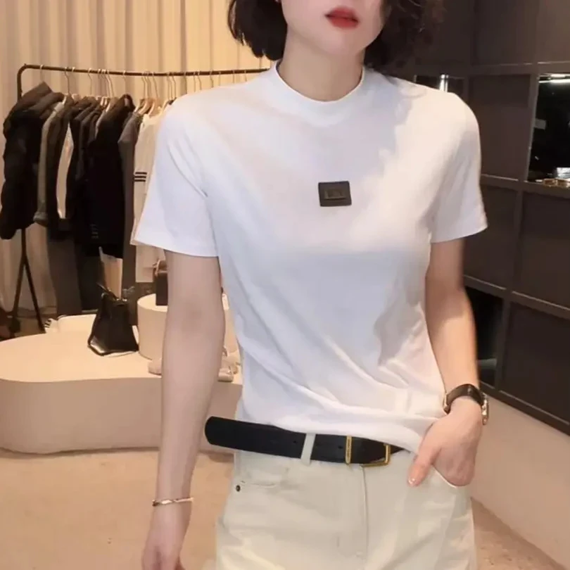 【高品质视频同款】2025早春款圆领设计感短袖时尚显瘦上衣款女T恤
