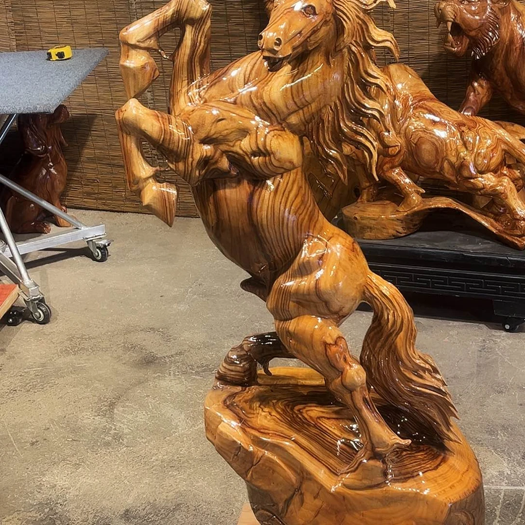 木香樟木老花樟马摆件