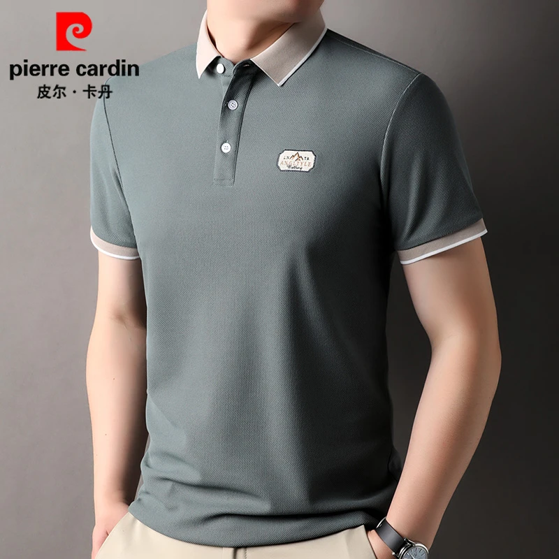 皮尔卡丹新款男士翻领短袖t恤透气半袖上衣打底衫休闲薄款