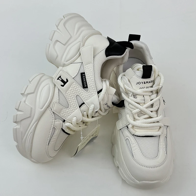 JM玛丽透气圆头厚底系带时尚休闲鞋运动老爹鞋女鞋31192W