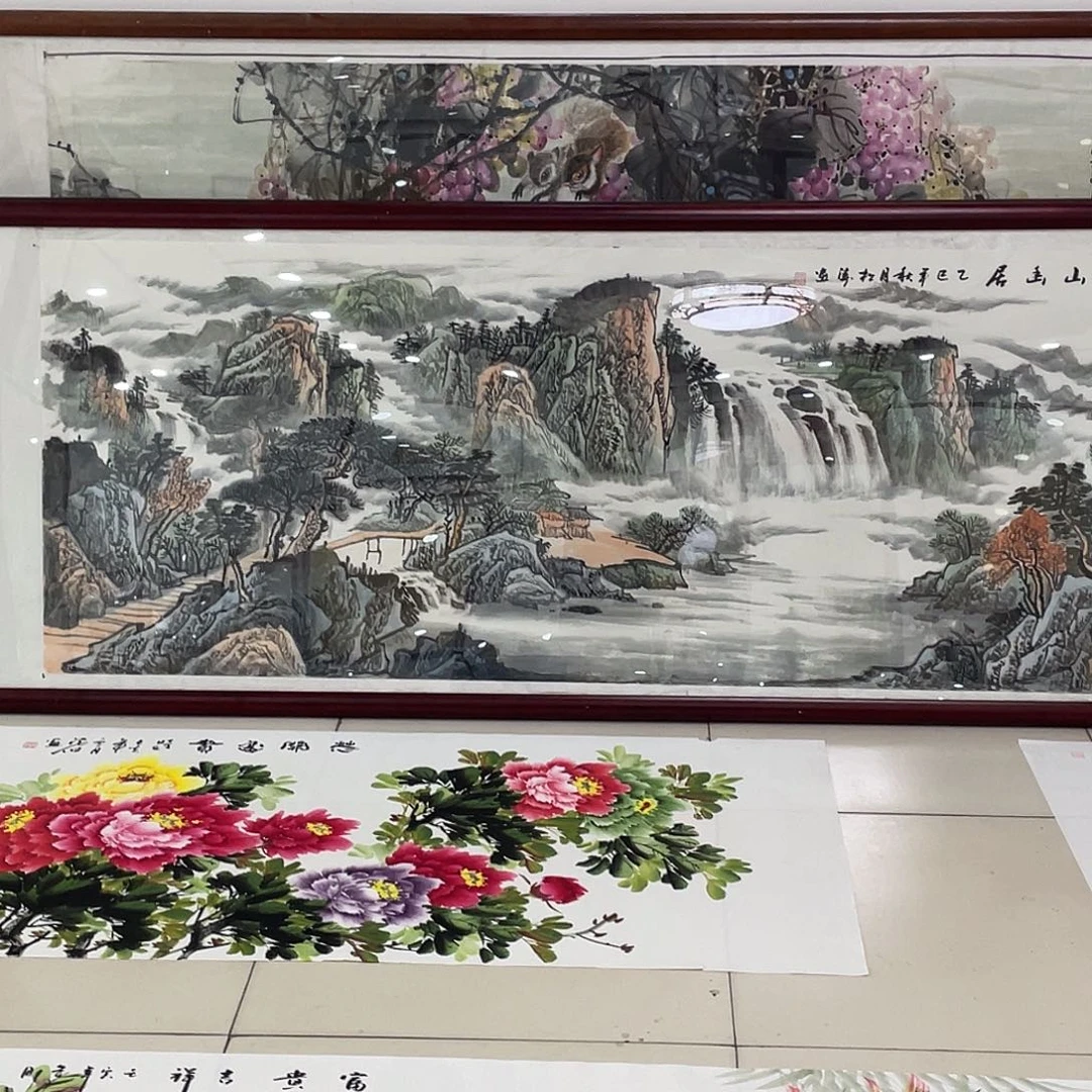 国画纯手绘的花鸟山水