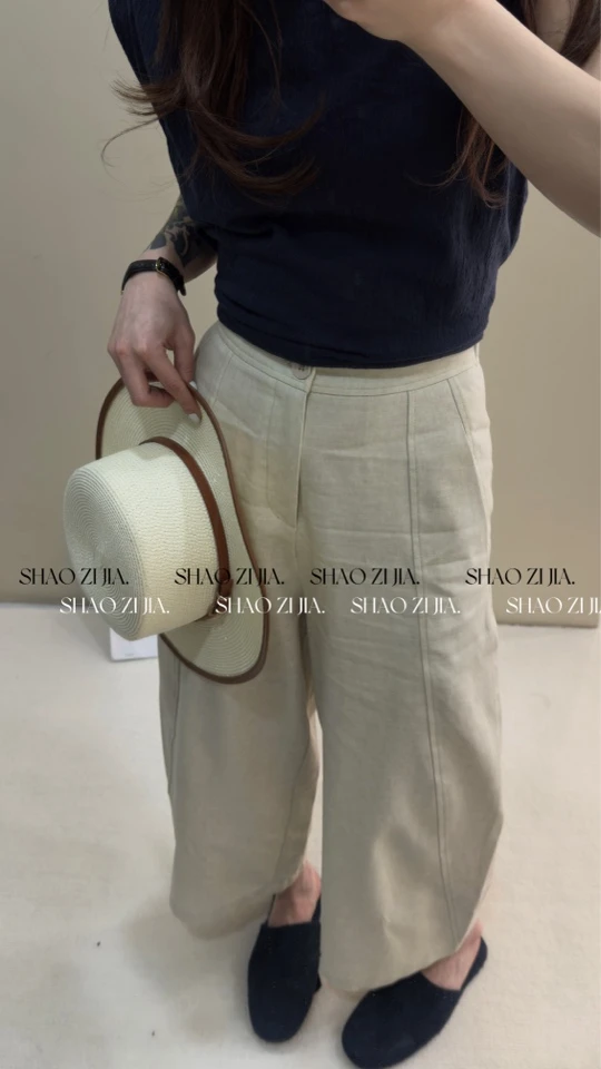 气球阔腿亚麻裤两色时尚休闲百搭