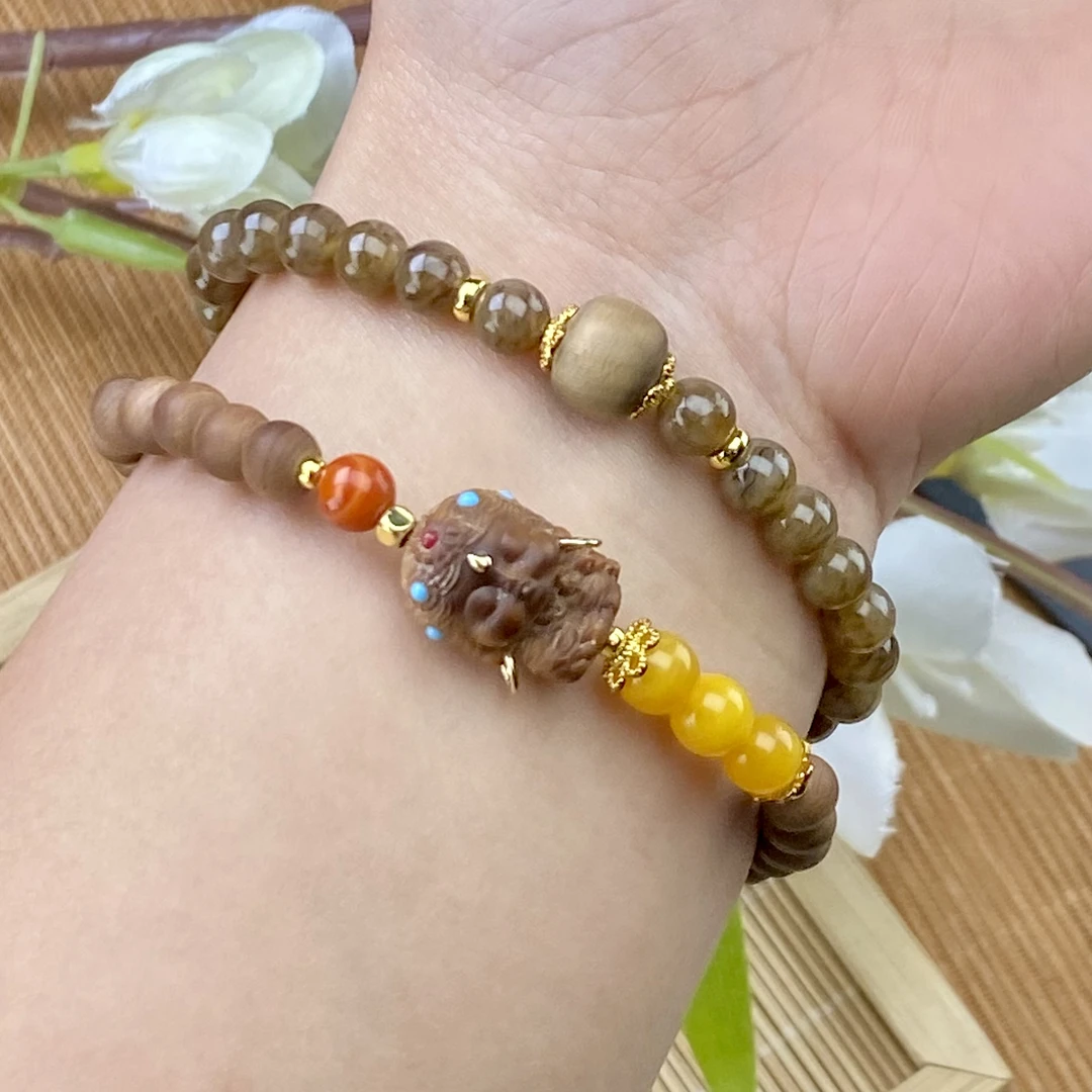 非金属木质手链 老山檀度母双圈手串手链