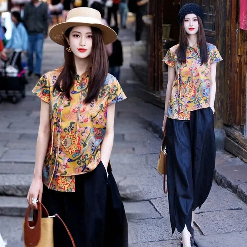 【有运费险】禅意新中式盘扣短袖套装2025夏季新款禅意气质款女装