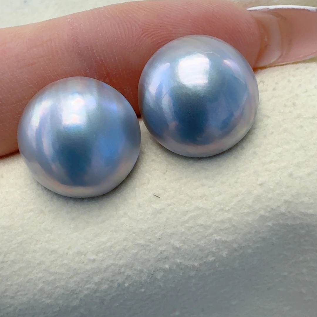 拼合珍珠（马贝珠）银S925镶嵌耳饰@@me007