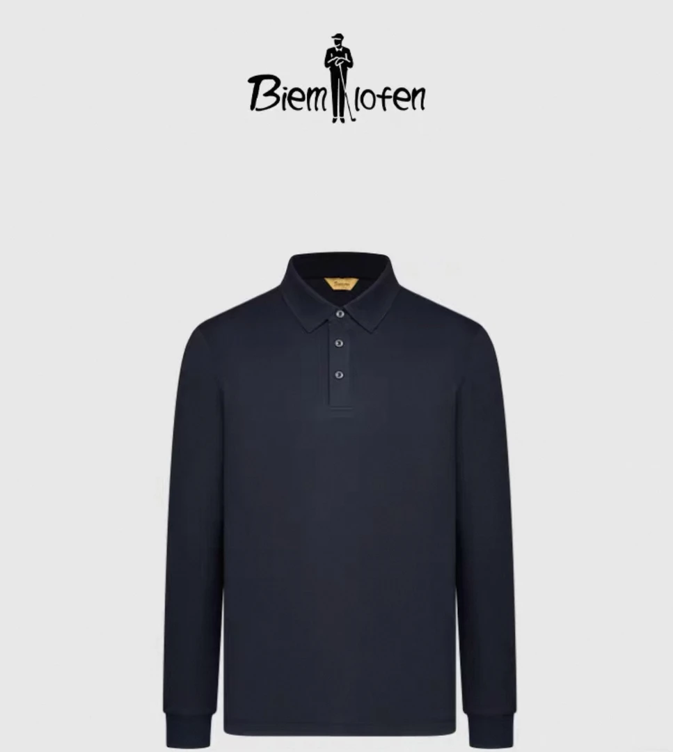 比音勒芬2025春季新款男轻商务长袖翻领POLO衫1423