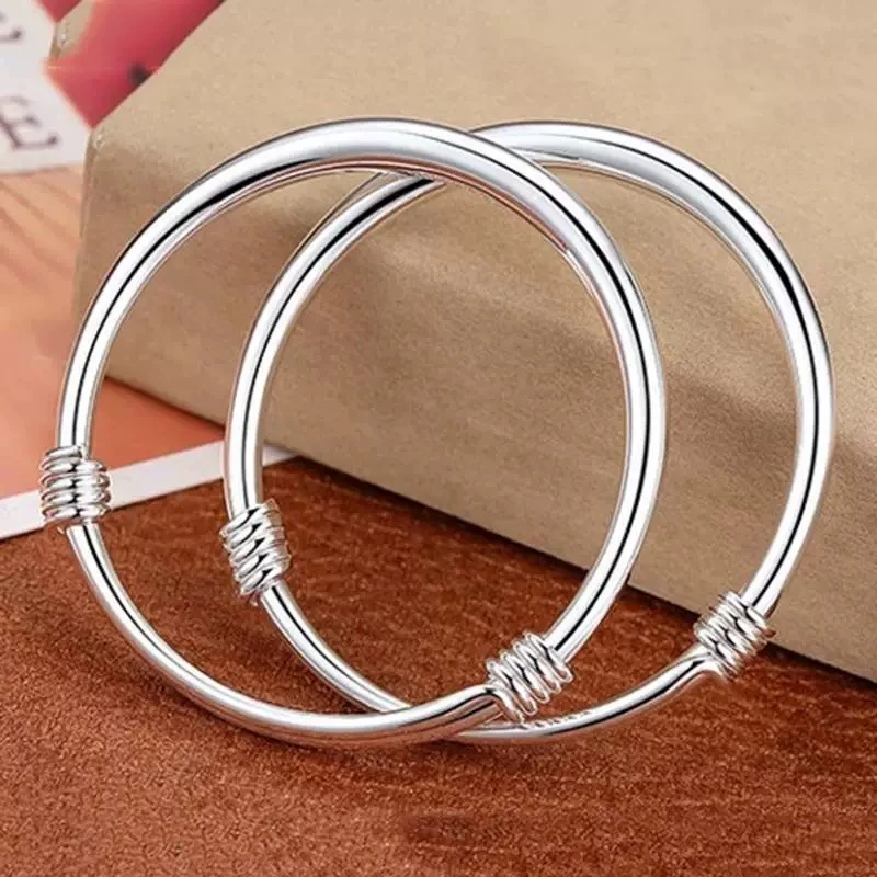 足银手镯 足银手镯 26号 甜甜圈宝宝镯实心足银手镯