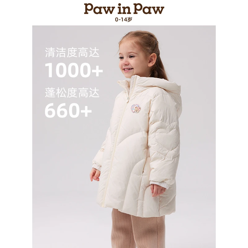 【三防】PawinPaw童装冬新女童女宝宝连帽中长款羽绒服PCJDE4T53E