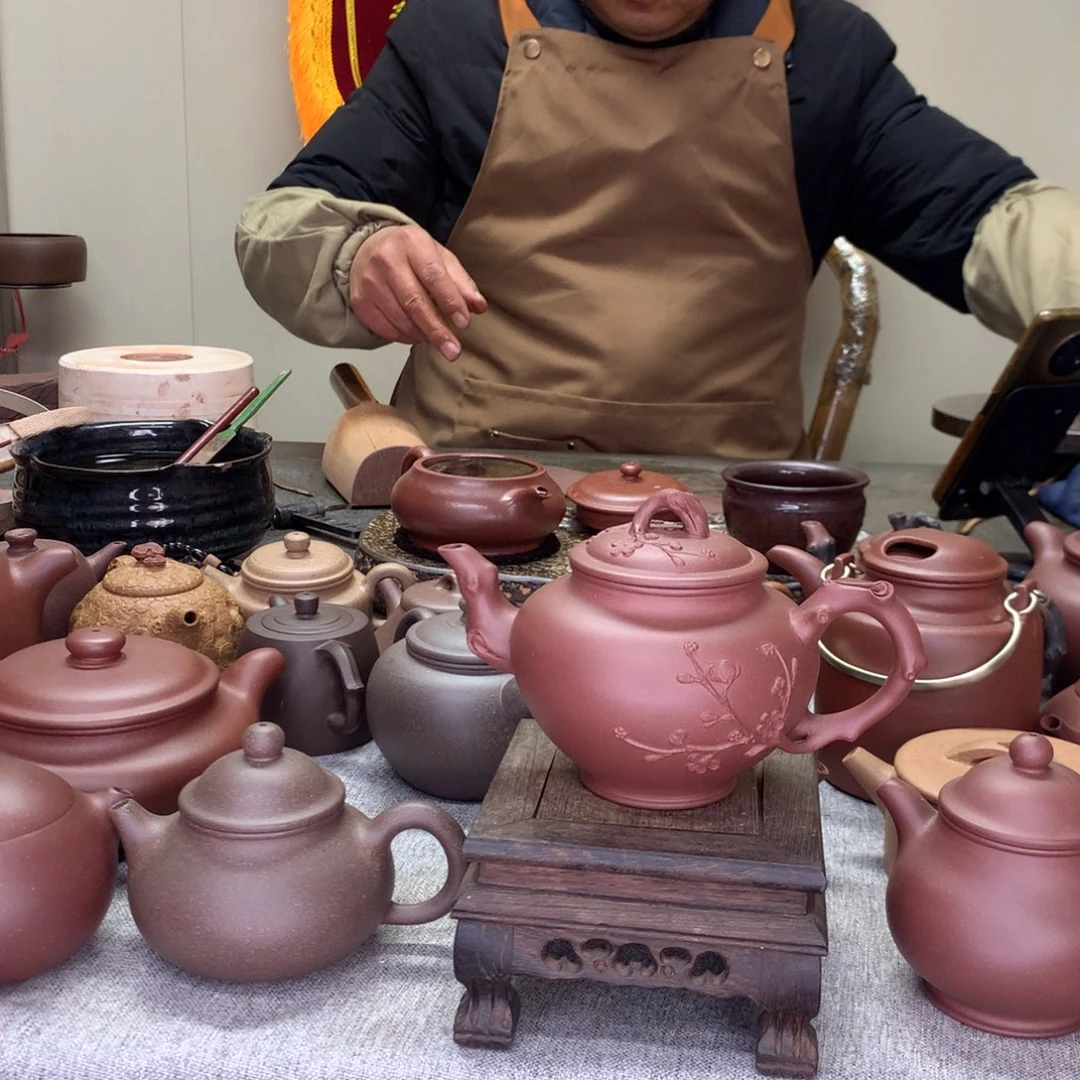 紫泥茶壶梅花报春450c半手工