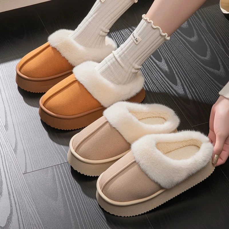 青春路4.5加厚秋冬棉拖鞋美拉德外穿踩屎感加绒毛拖加厚棉拖鞋