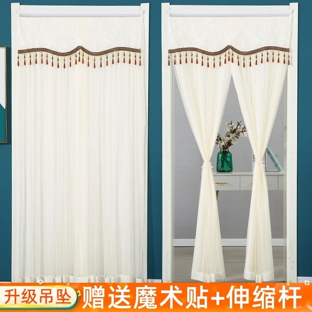 2024新款高档卧室门帘家用免打孔隔断帘帘防蚊纱帘半截厨房魔术贴