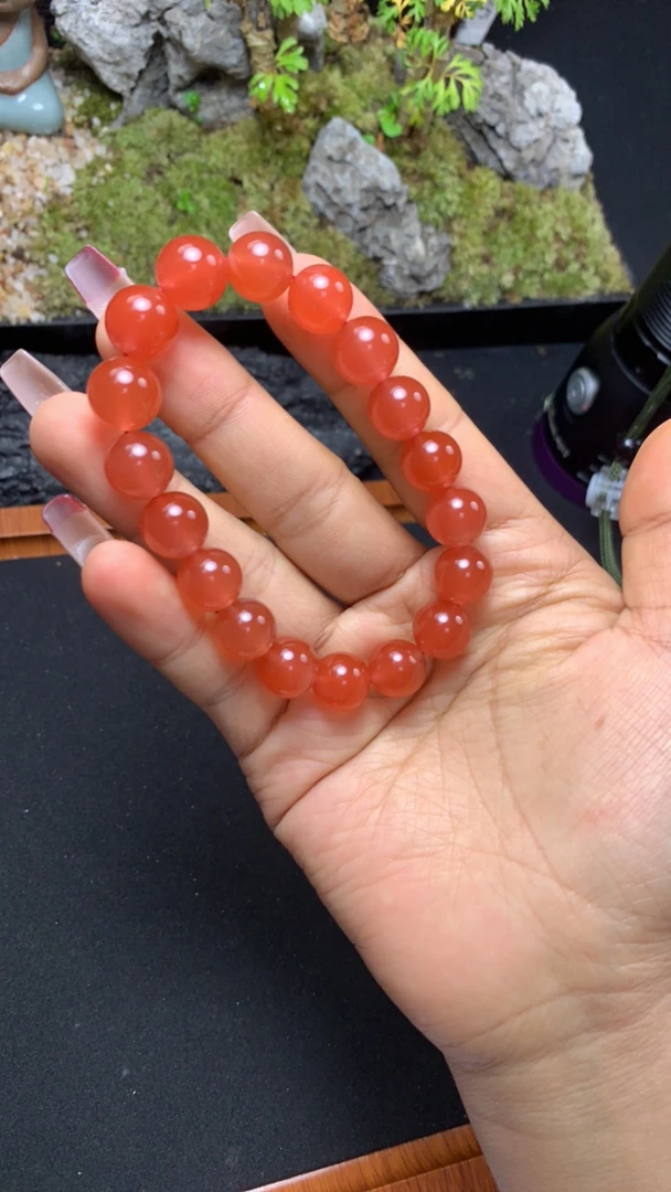 天然原矿南红冰红单圈手串11mm