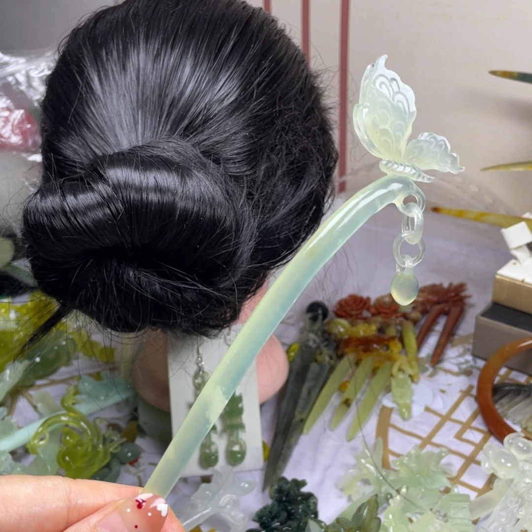 未镶嵌蛇纹石玉发饰爱****然