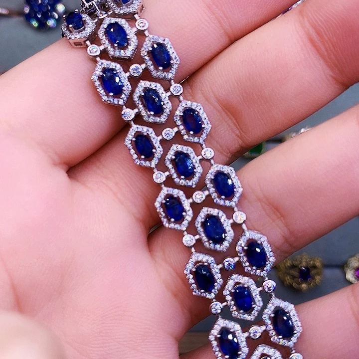 手链蓝宝石银S925镶嵌