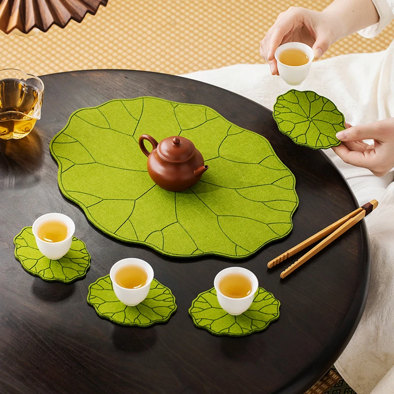 荷间茶席套装家用客新中式厅茶杯垫隔热垫功夫茶具茶道配件泡茶垫