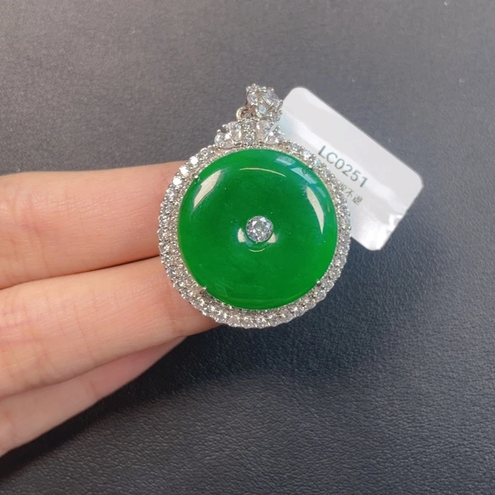 翡翠银S925镶嵌吊坠(不含链)