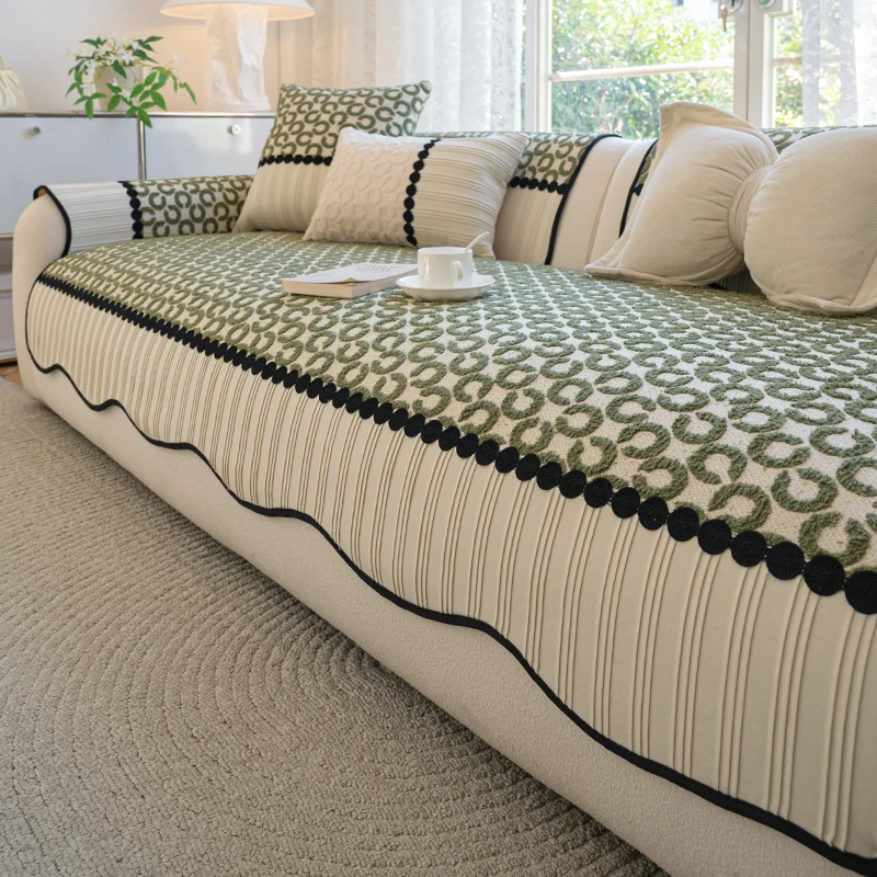 高级感异形雪尼尔沙发垫四季通用防滑沙发坐垫套罩盖布巾