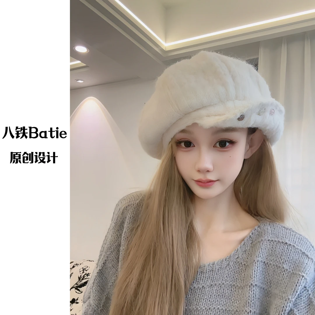 【软乎乎可折叠云朵帽】秋冬拍照帽子贝雷帽软檐八角帽报童帽毛绒