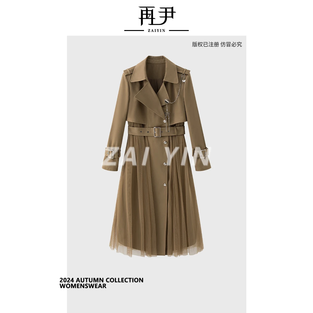 【自由旅者】设计师款定制轻奢时尚百搭修身女士风衣裙G24QT020735