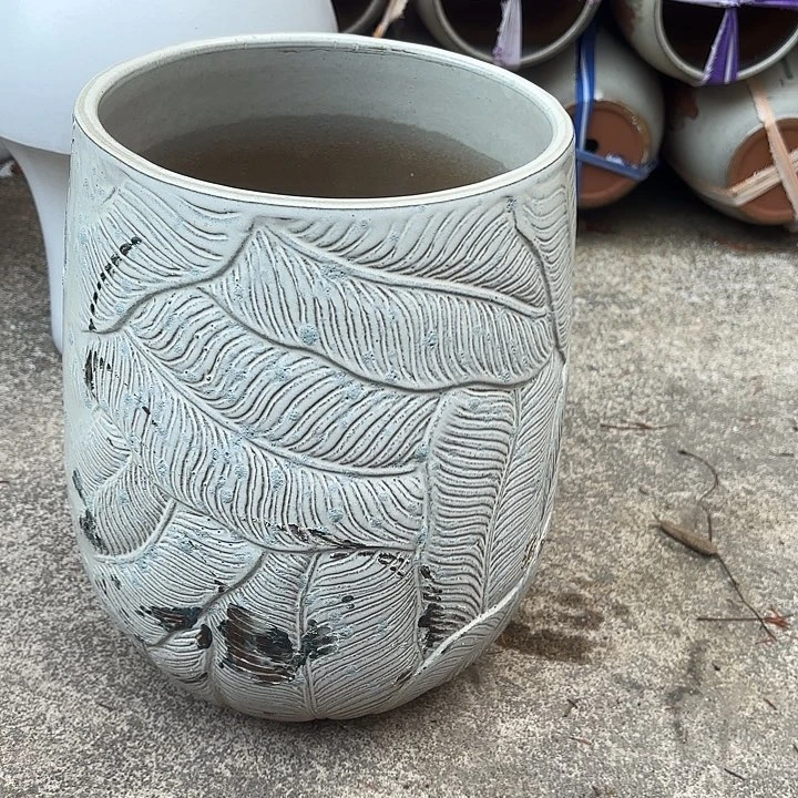 紫砂茶碗芭蕉叶瑕疵口径20*30