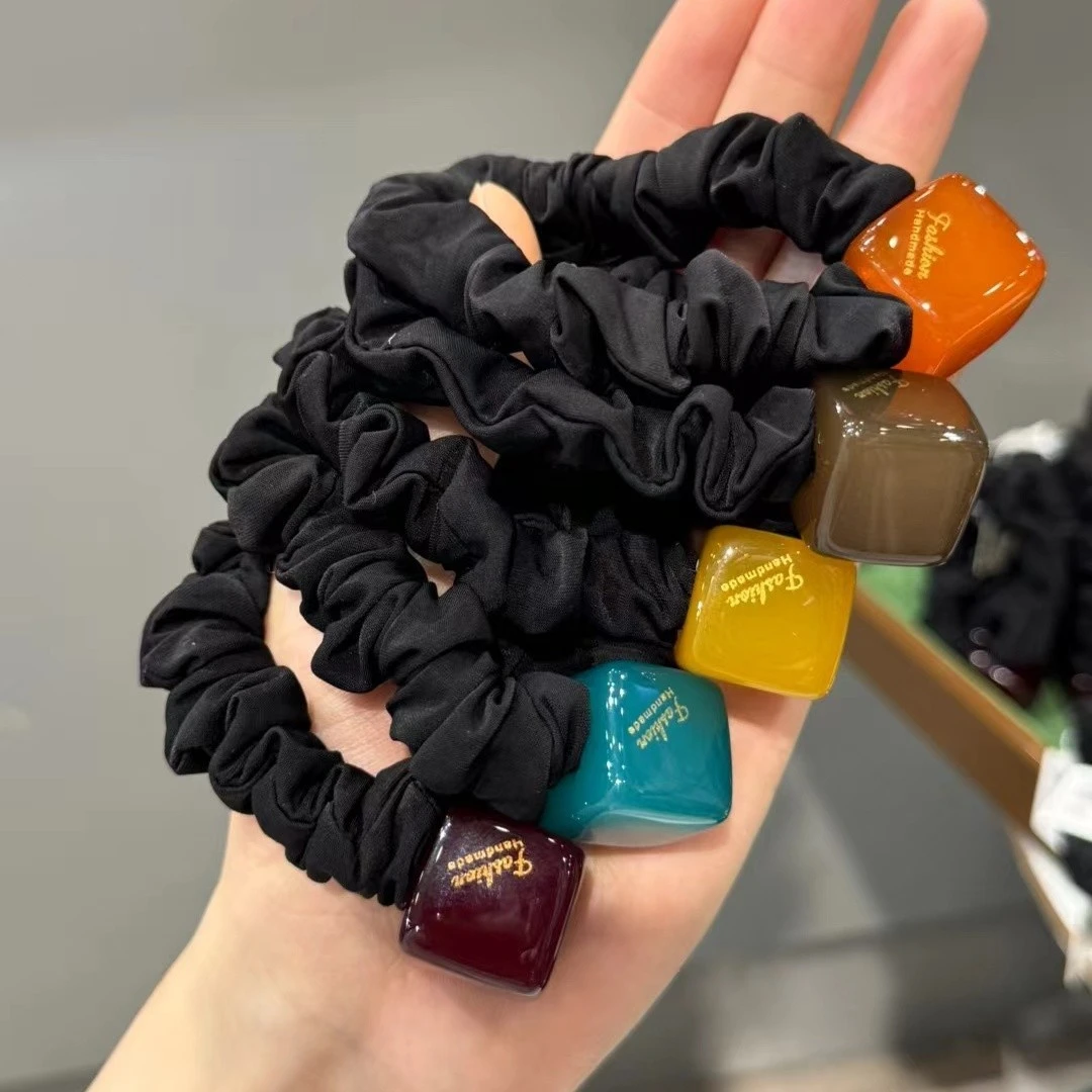 新款甜美布艺发绳可爱日系女用头饰棉质方糖扎马尾时尚