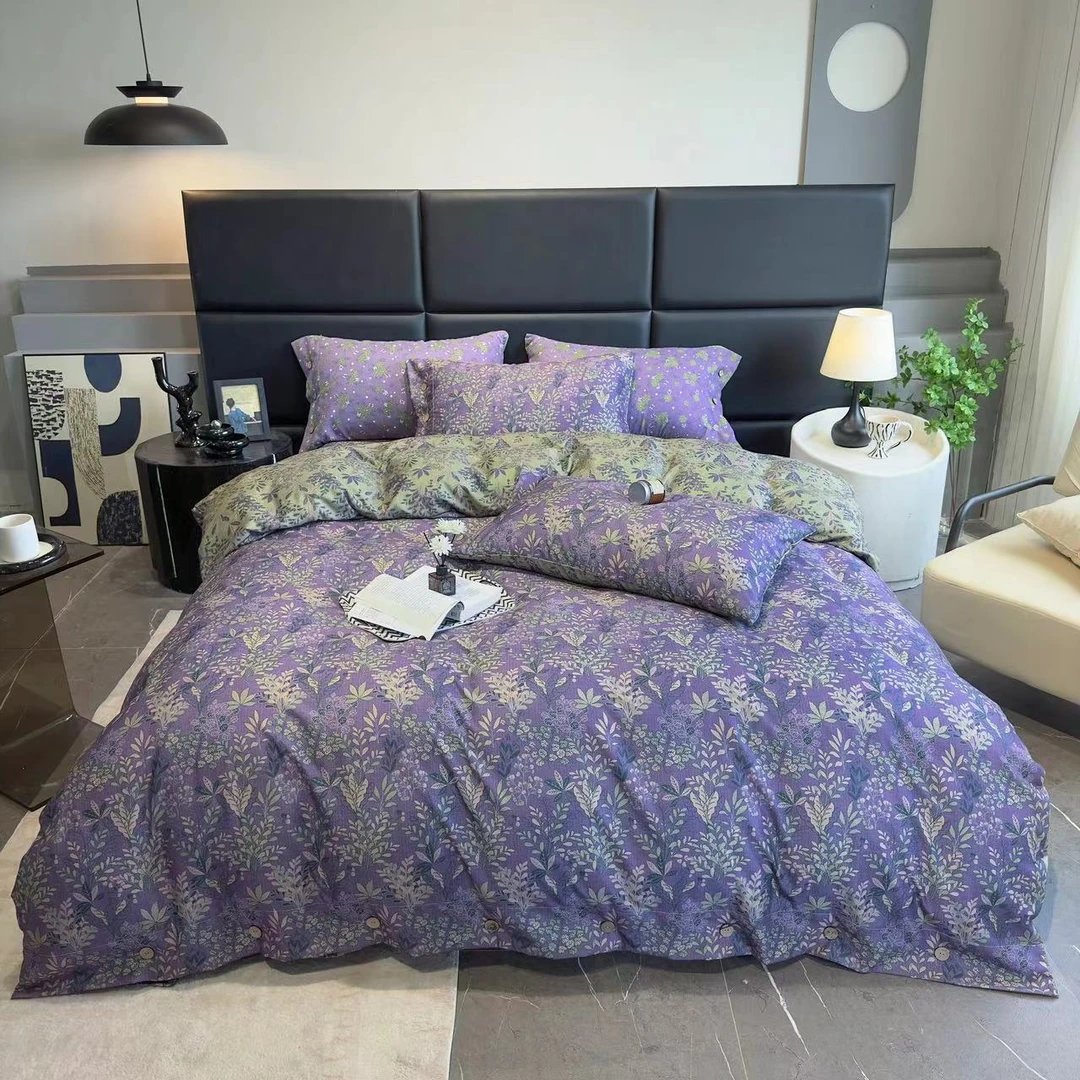 2025轻奢复古双层纱四件套加大床柔软舒适新款清新四件1简约加厚