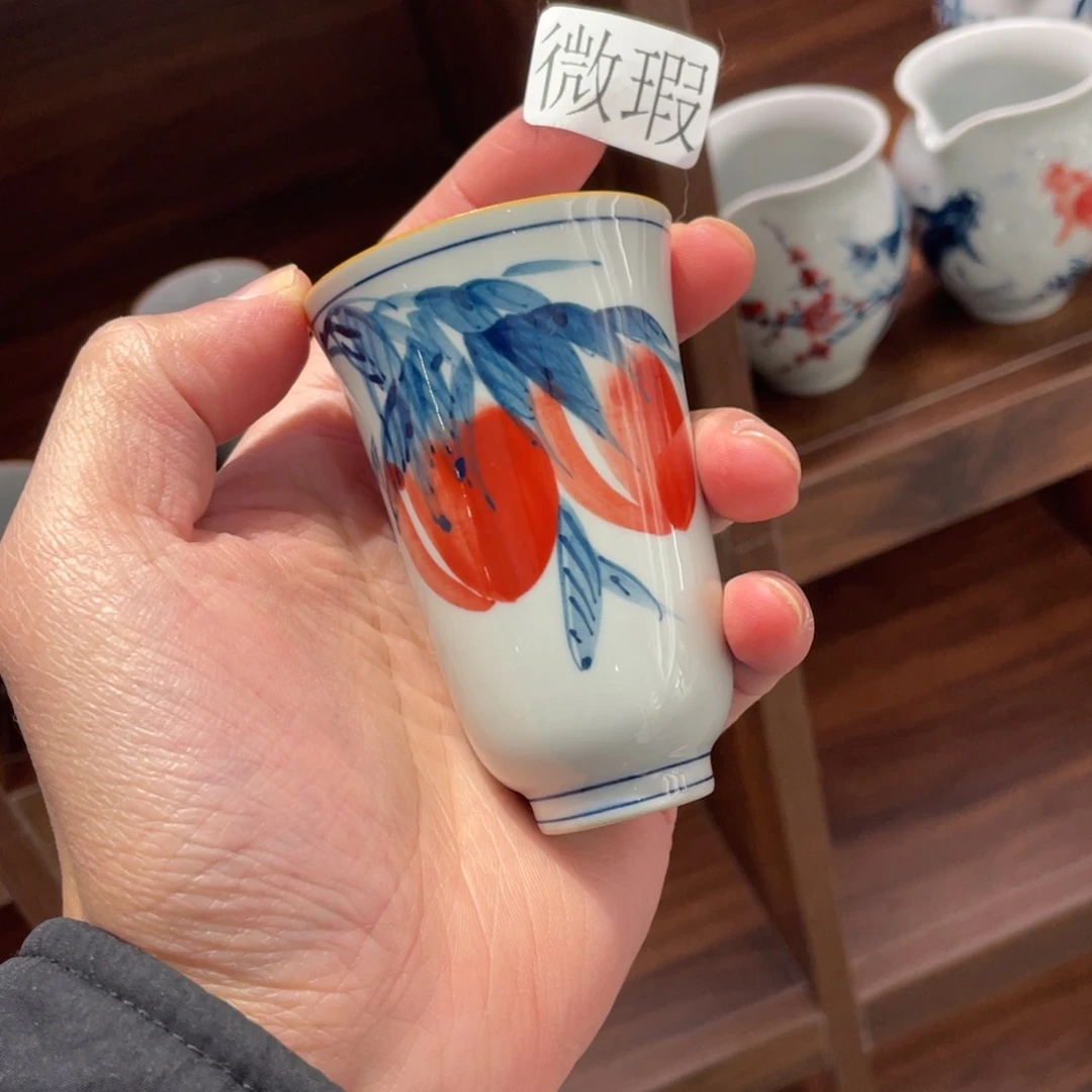 釉下手绘茶具微瑕