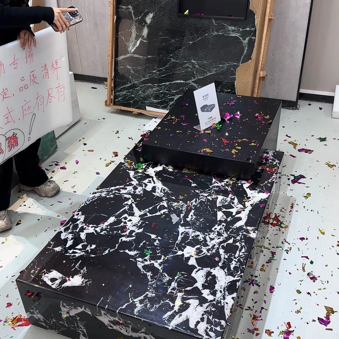 大理石落地高低组合7字茶几 运费自理