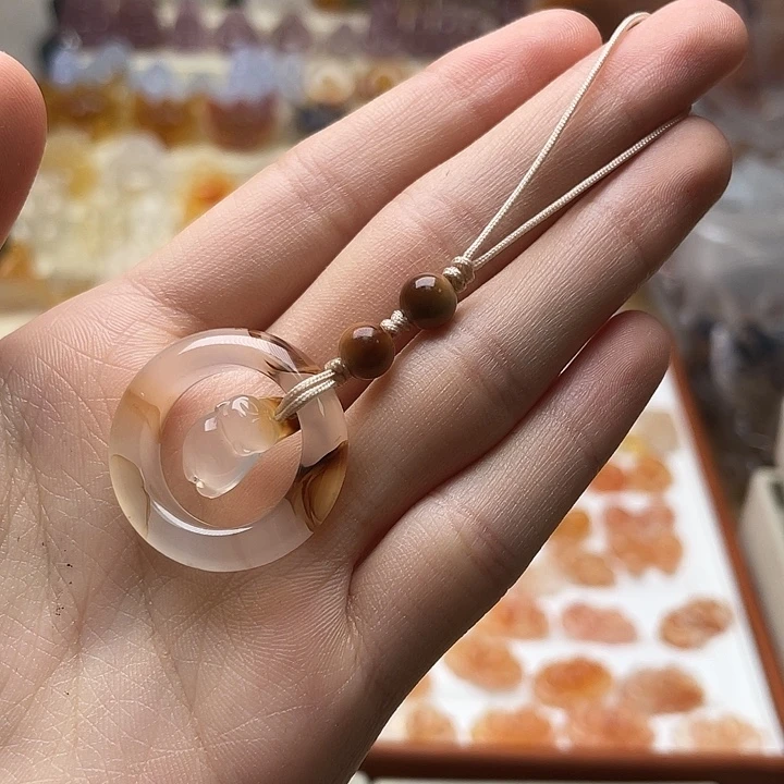 玛瑙/玉髓未镶嵌玛瑙趴趴猫钥匙扣