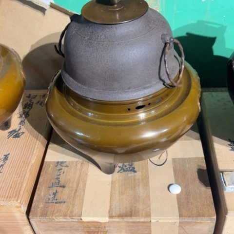 蜜安罐瓷香炉锡茶则