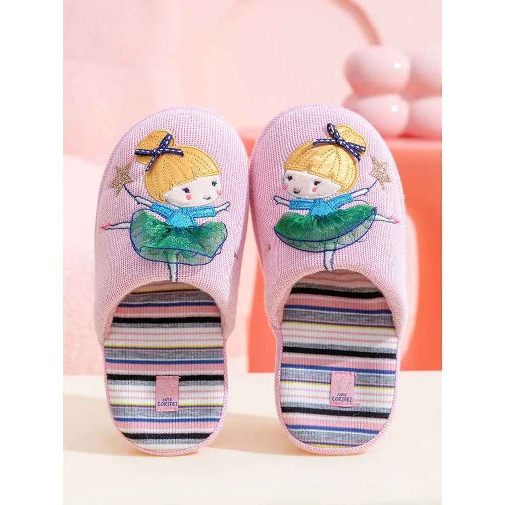 FAVMARTHA儿童棉拖鞋秋冬季女童女孩小朋友可爱公主室内家居防滑