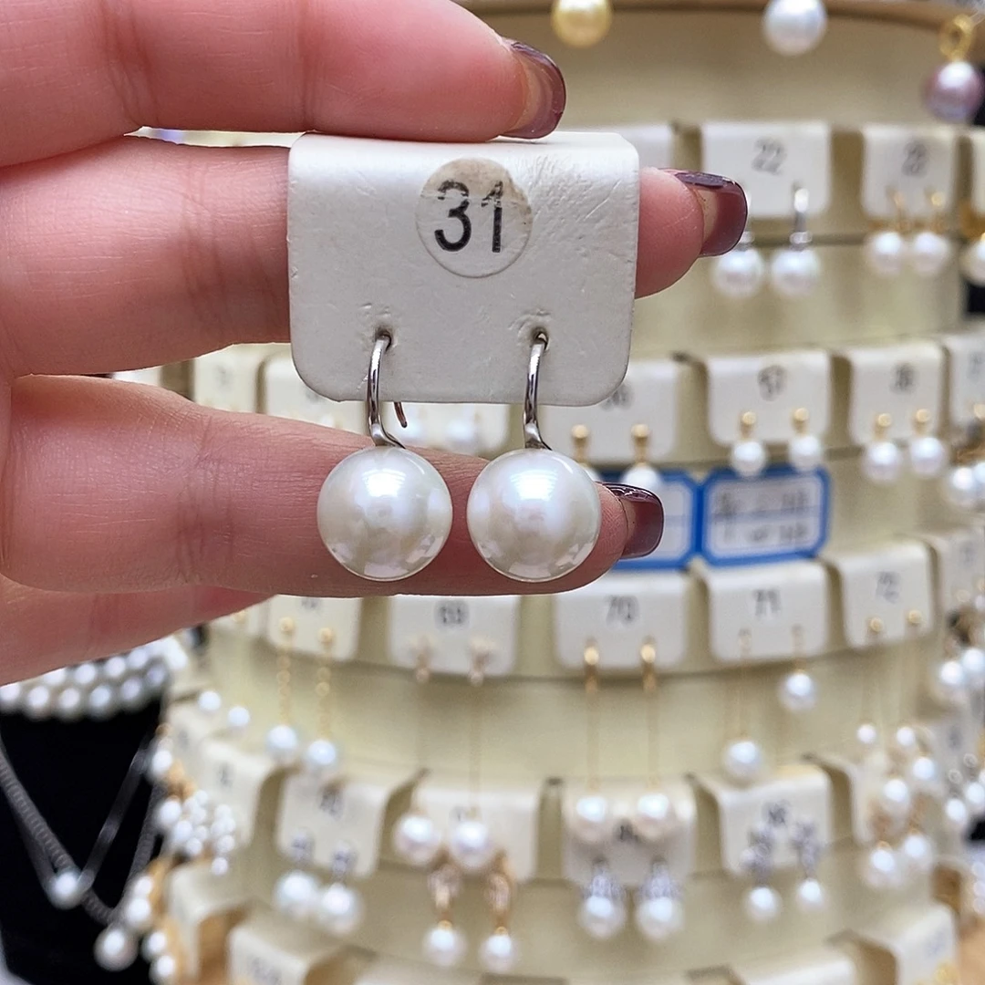 淡水珍珠耳饰银S925镶嵌
