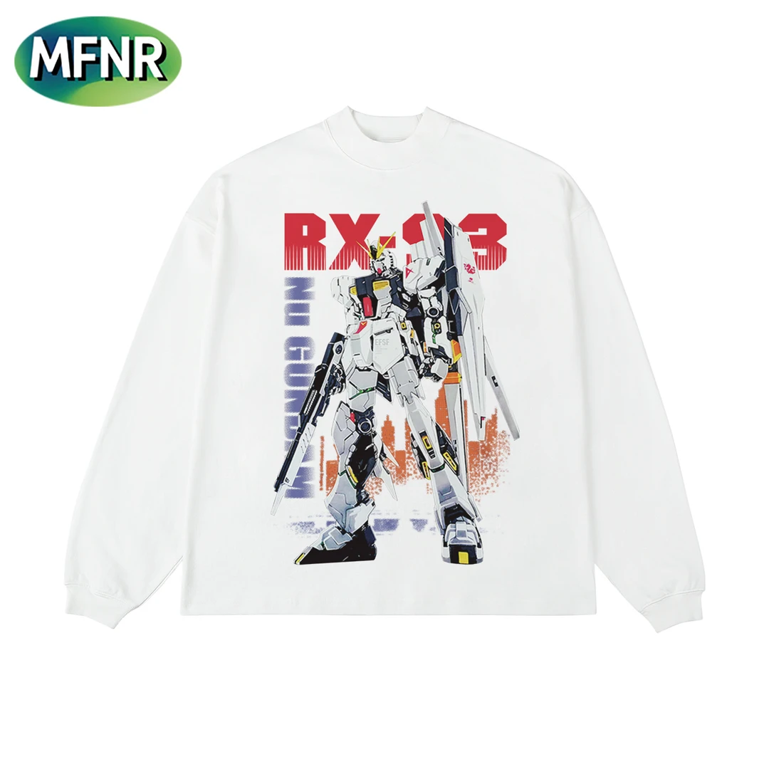 美式街头复古男装印花长袖T恤秋冬设计感小众重磅纯棉打底上衣ins